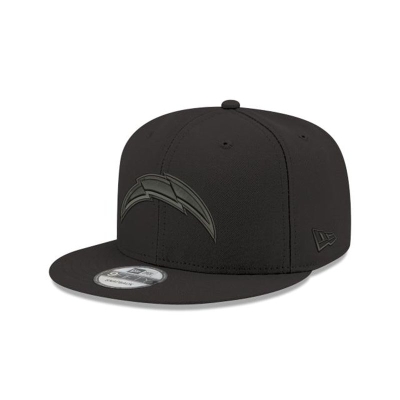 Black Los Angeles Chargers Hat - New Era NFL Black On Black 9FIFTY Snapback Caps USA0597632